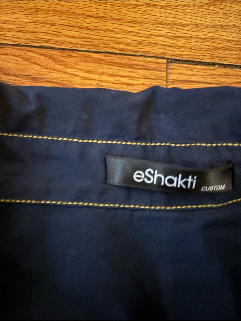 eShakti Women’s Custom Navy 100% Cotton Dress with Beautiful Embroidery